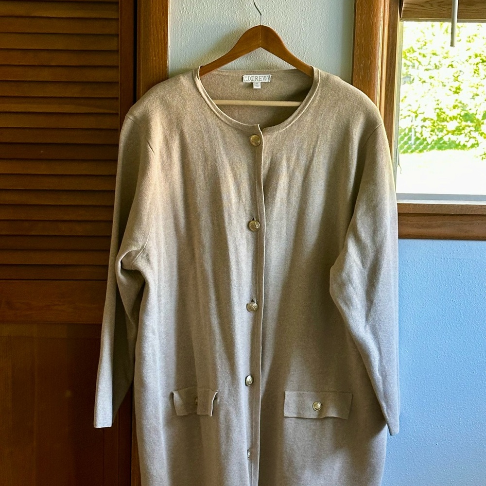 J. Crew Light Tan Long-Line Cardigan